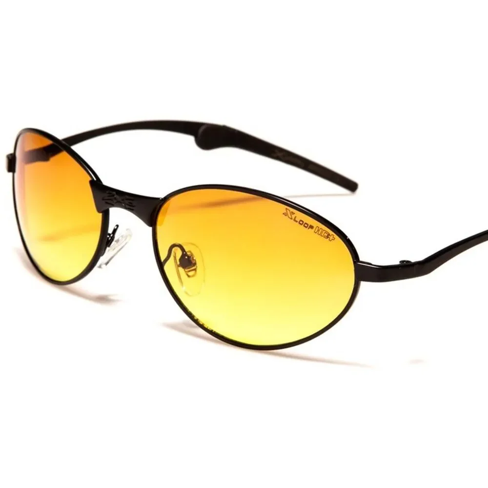 Brown High-Definition Lens Driving Black Stylish Metal Frame Oval Sunglasses